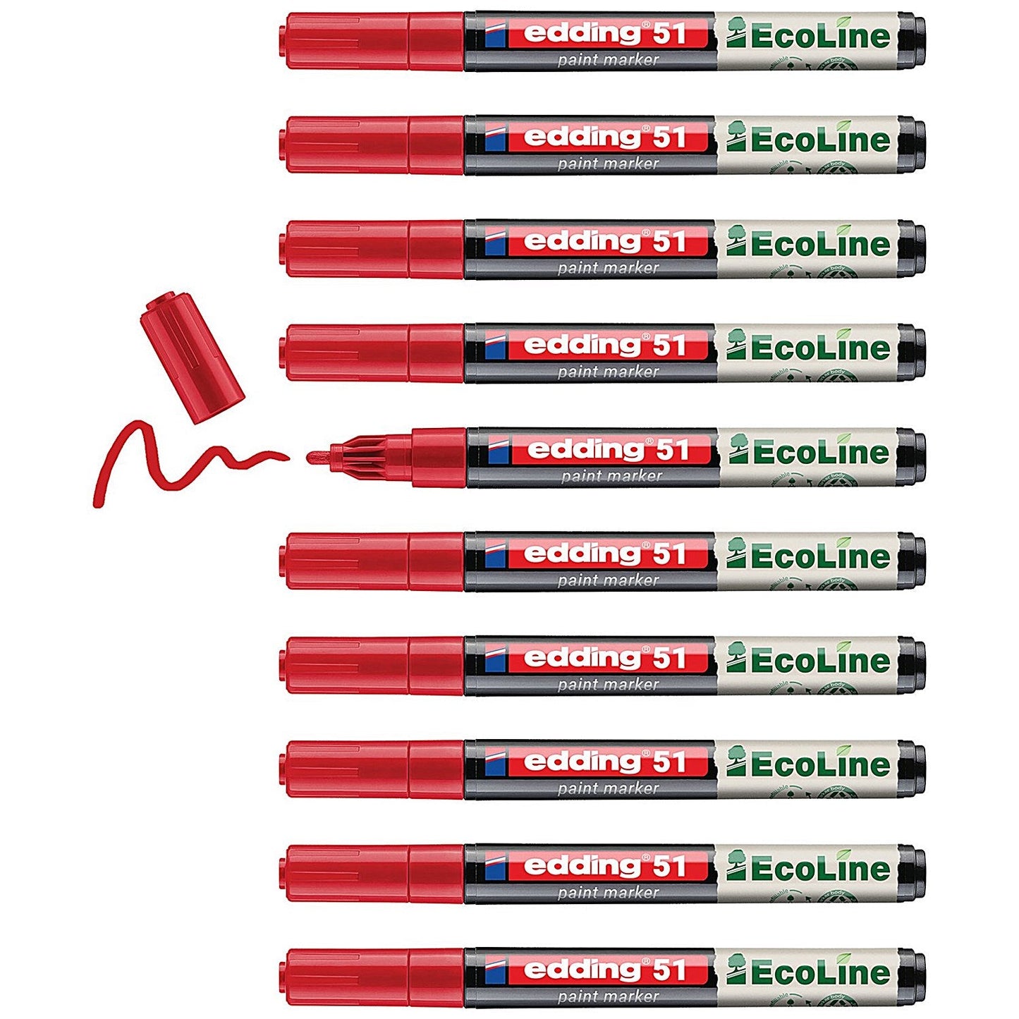 Edding E-51 Water-Based Paint Marker Fine Red (Pack of 10)