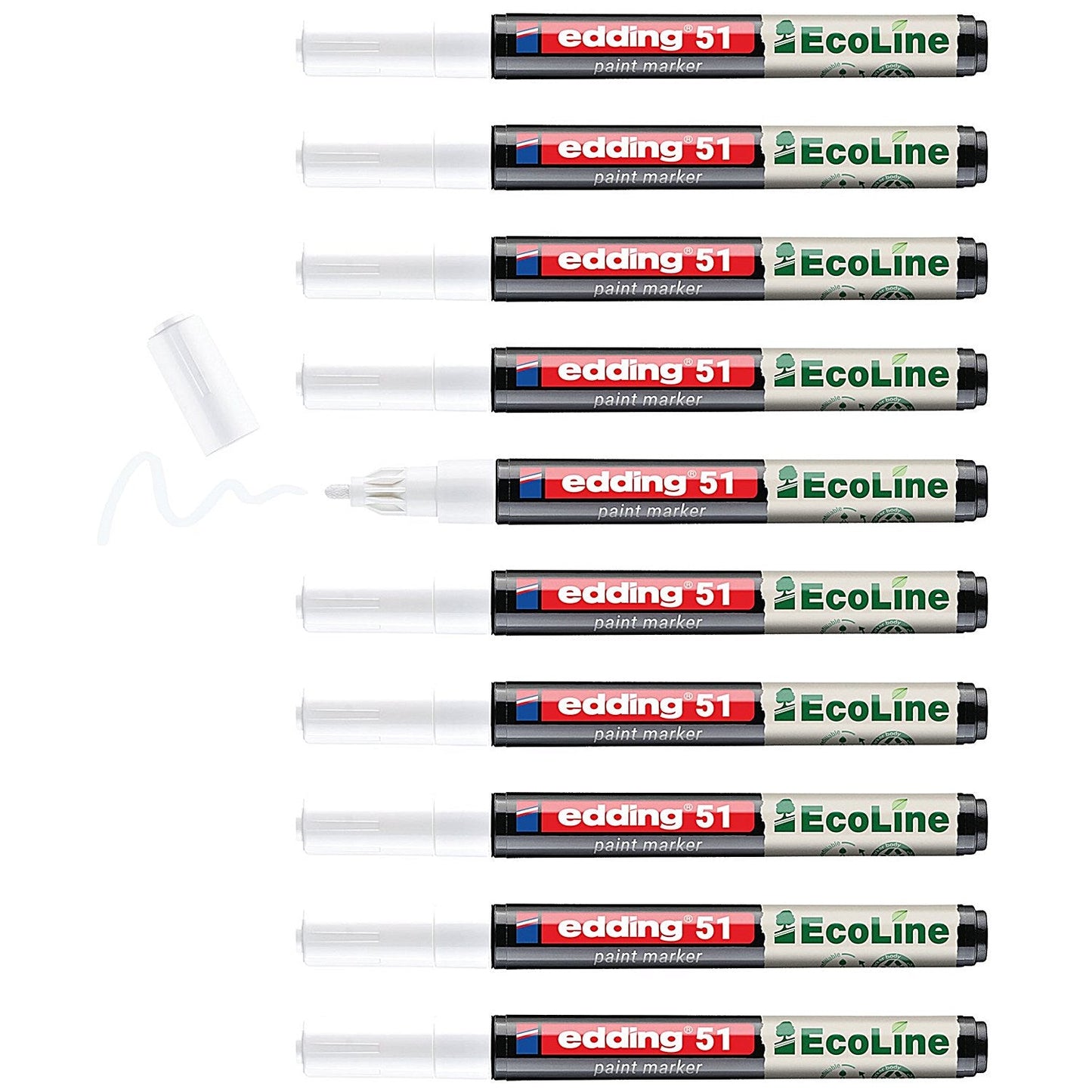 Edding E-51 Water-Based Paint Marker Fine White (Pack of 10)