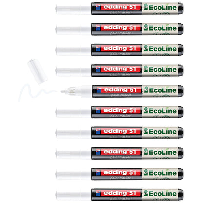 Edding E-51 Water-Based Paint Marker Fine White (Pack of 10)