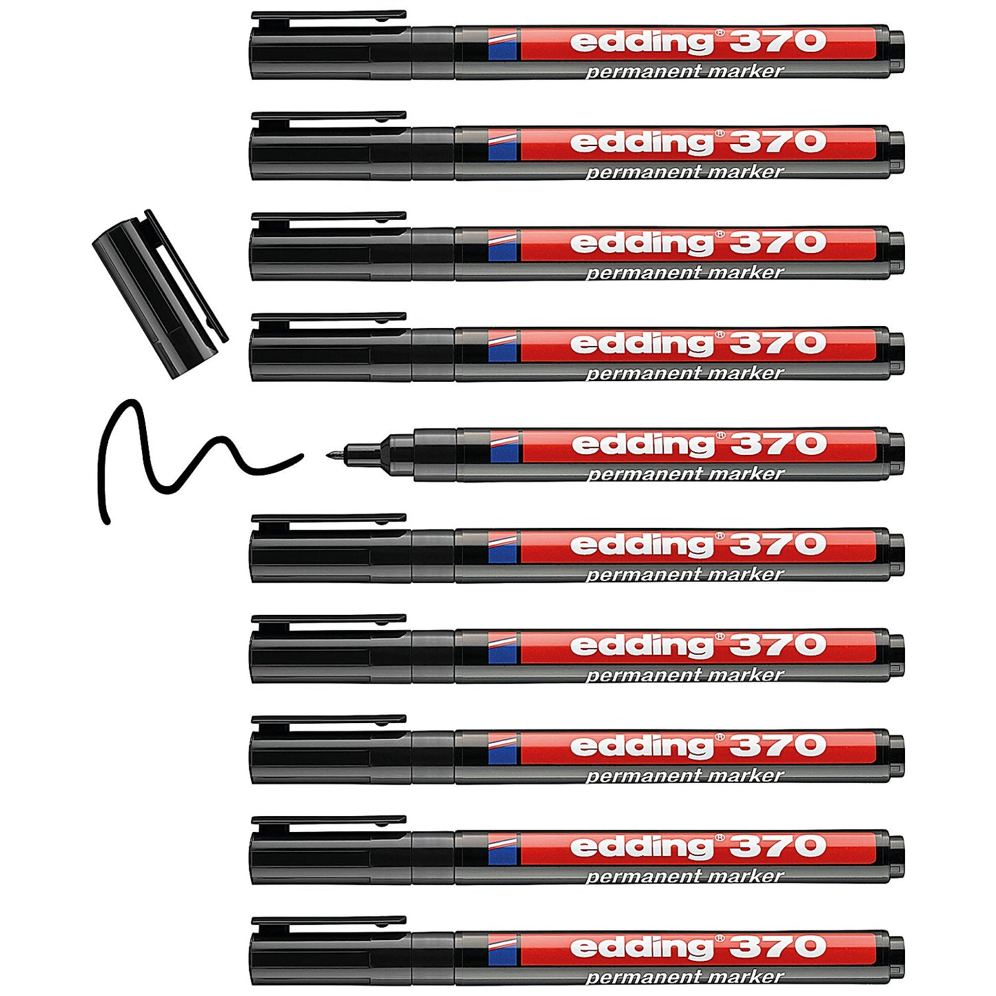Edding 370 Permanent Marker Fine Black (Pack of 10)