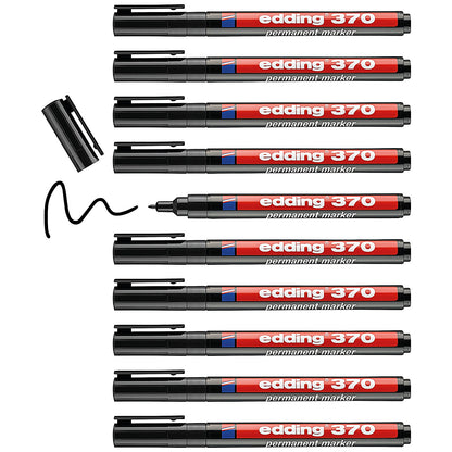 Edding 370 Permanent Marker Fine Black (Pack of 10)