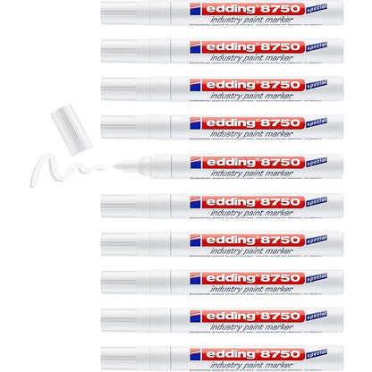 Edding 8750 Industry Paint Marker, Bullet Tip, White, Pack of 10