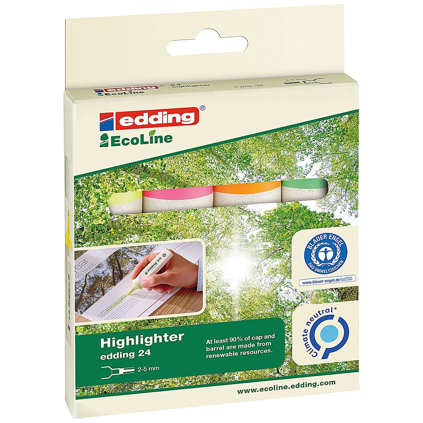 Edding 24 EcoLine Highlighter Assorted (Pack of 4)