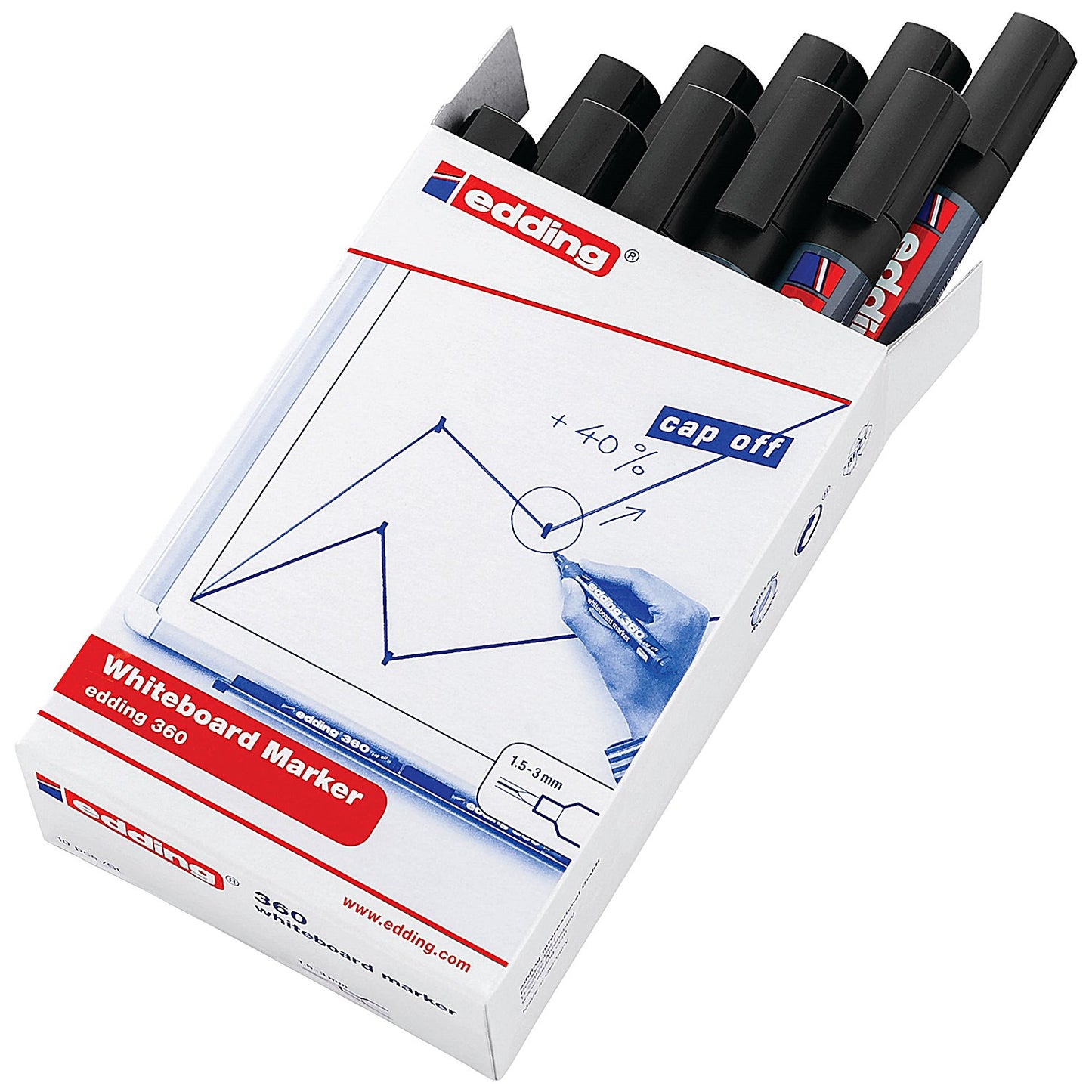 Edding 360 Drywipe Marker, Black, Pack of 10
