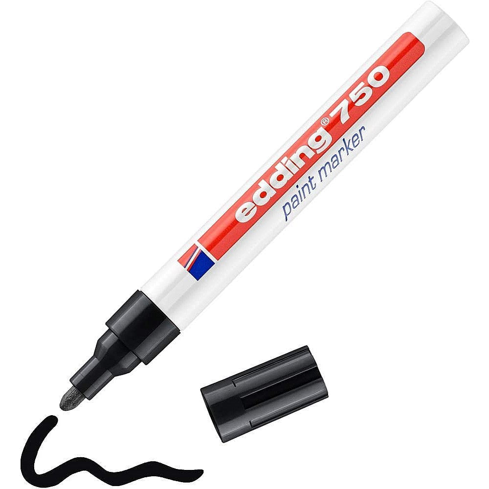 Edding 750 Paint Marker, Bullet Tip, Black, Pack of 10