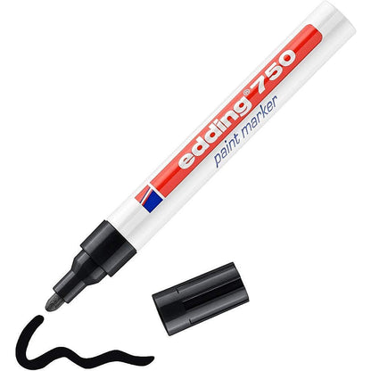 Edding 750 Paint Marker, Bullet Tip, Black, Pack of 10