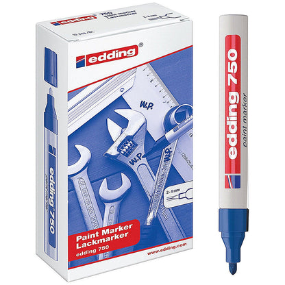 Edding 750 Paint Marker, Bullet Tip, Blue, Pack of 10