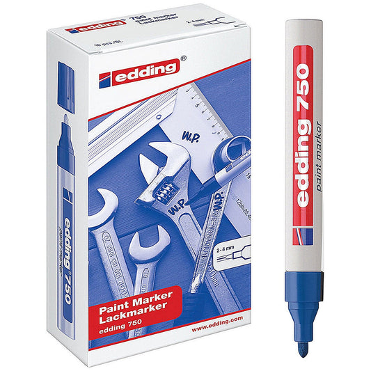 Edding 750 Paint Marker, Bullet Tip, Blue, Pack of 10