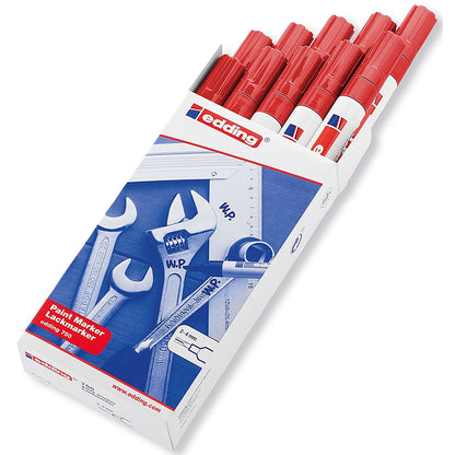 Edding 750 Paint Marker, Bullet Tip, Red, Pack of 10