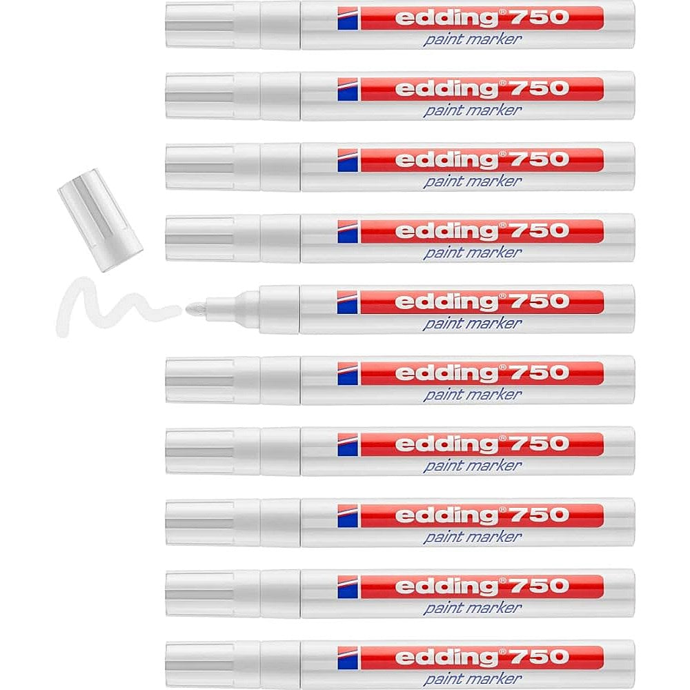 Edding 750 Paint Marker, Bullet Tip, White, Pack of 10