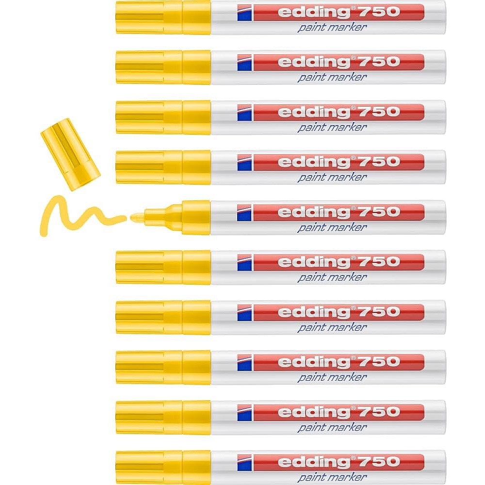 Edding 750 Paint Marker, Bullet Tip, Yellow, Pack of 10