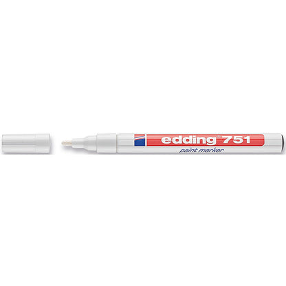 Edding 751 Paint Marker, Fine, Bullet Tip, White, Pack of 10