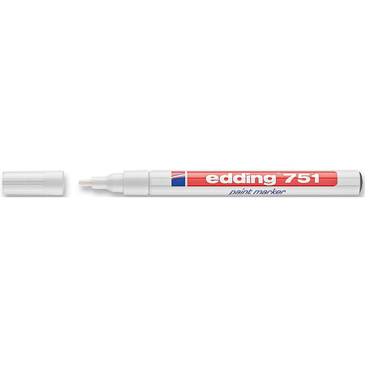Edding 751 Paint Marker, Fine, Bullet Tip, White, Pack of 10