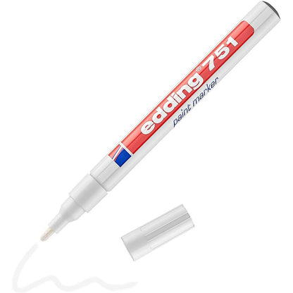 Edding 751 Paint Marker, Fine, Bullet Tip, White, Pack of 10