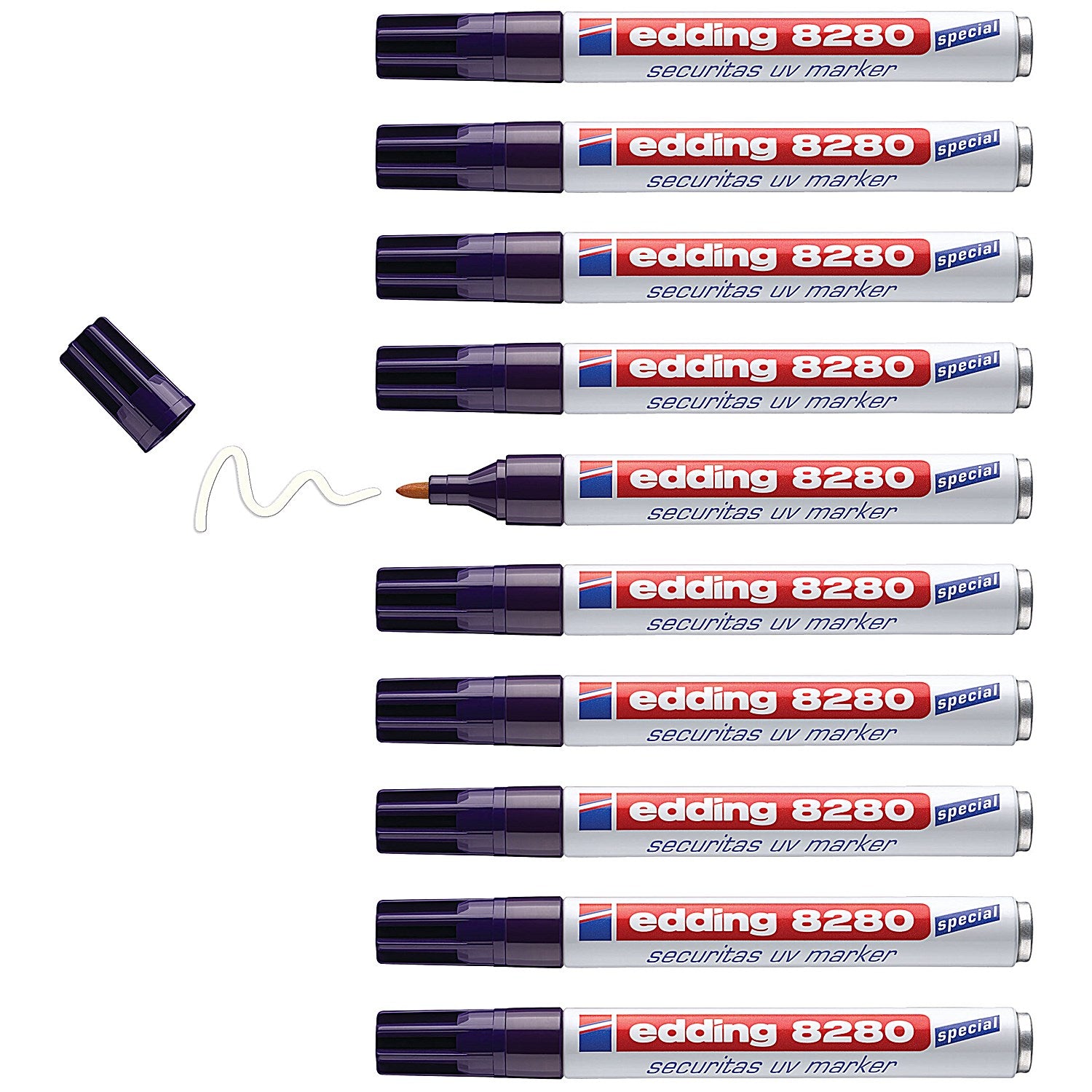 Edding 8280 Securitas UV Marker, Clear, Pack of 10