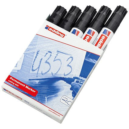 Edding 800 Permanent Marker, Chisel Tip, Black, Pack of 5