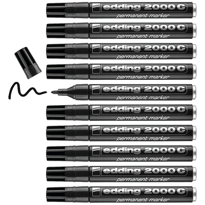 Edding 2000C Permanent Marker, Bullet Tip, Black, Pack of 10