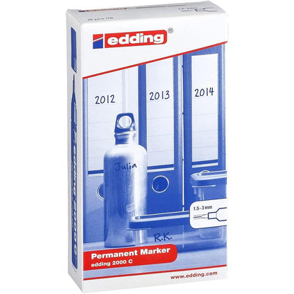 Edding 2000C Permanent Marker, Bullet Tip, Black, Pack of 10