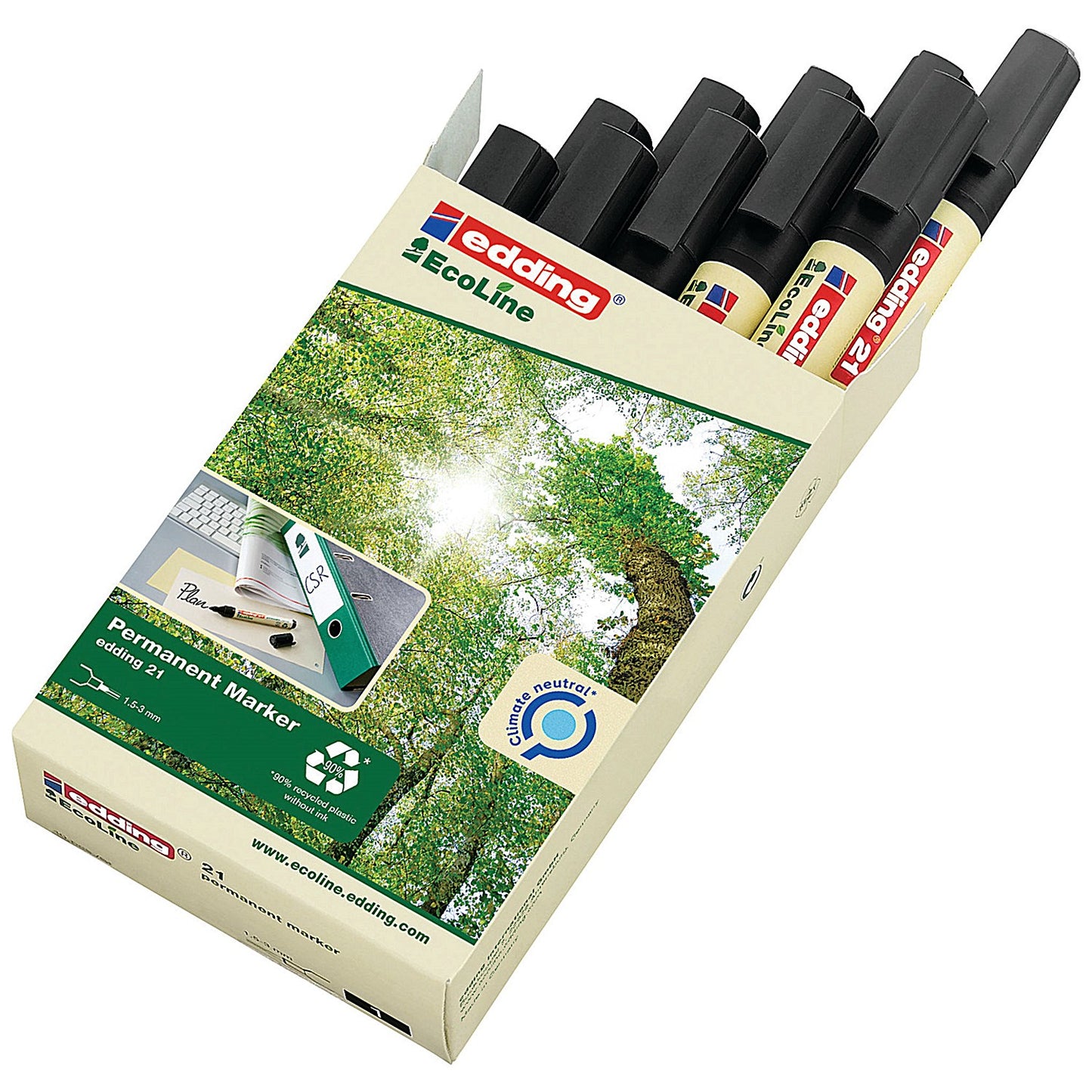 Edding 21 Ecoline Permanent Markers Black (Pack of 10)