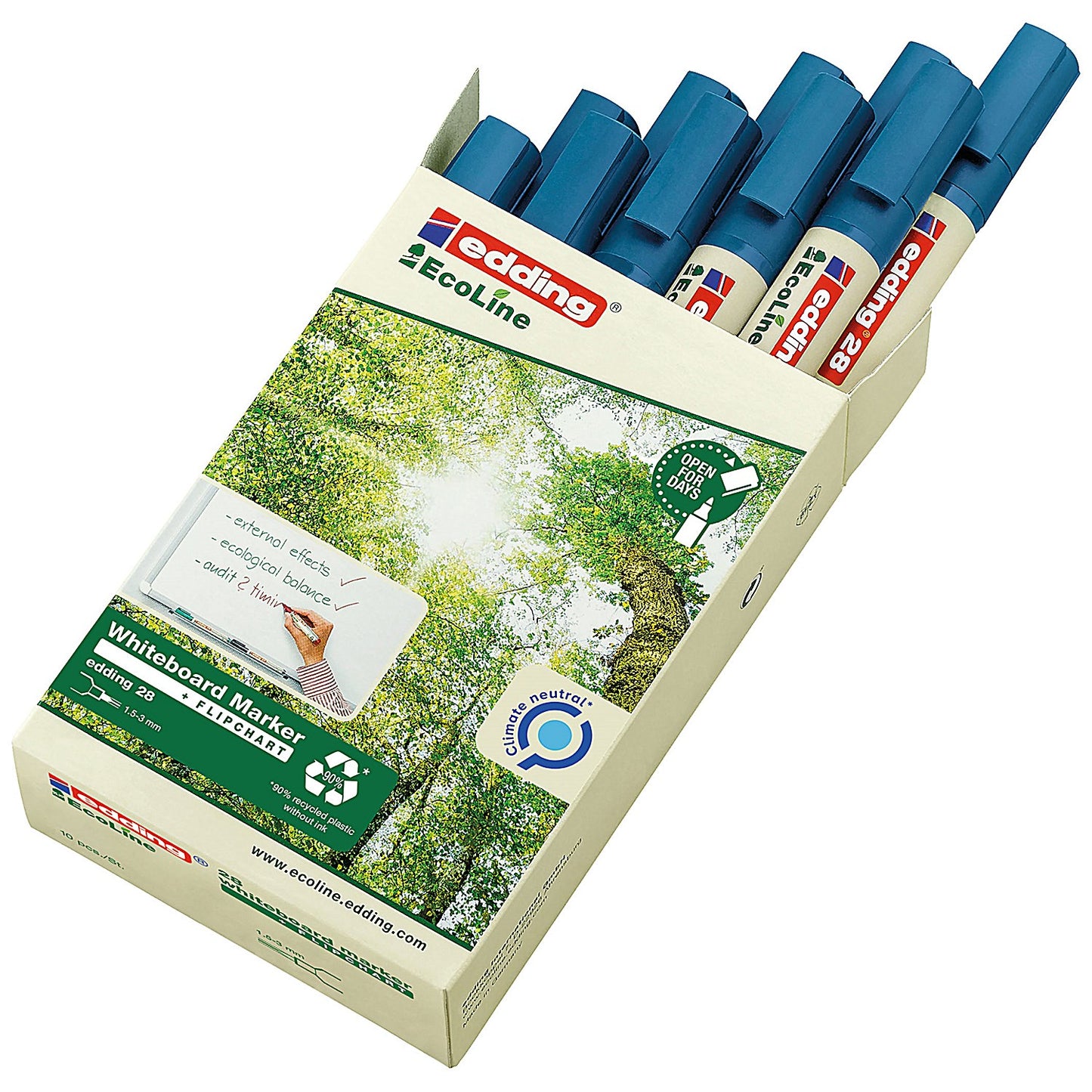 Edding 28 Ecoline Drywipe Markers, Blue, Pack of 10