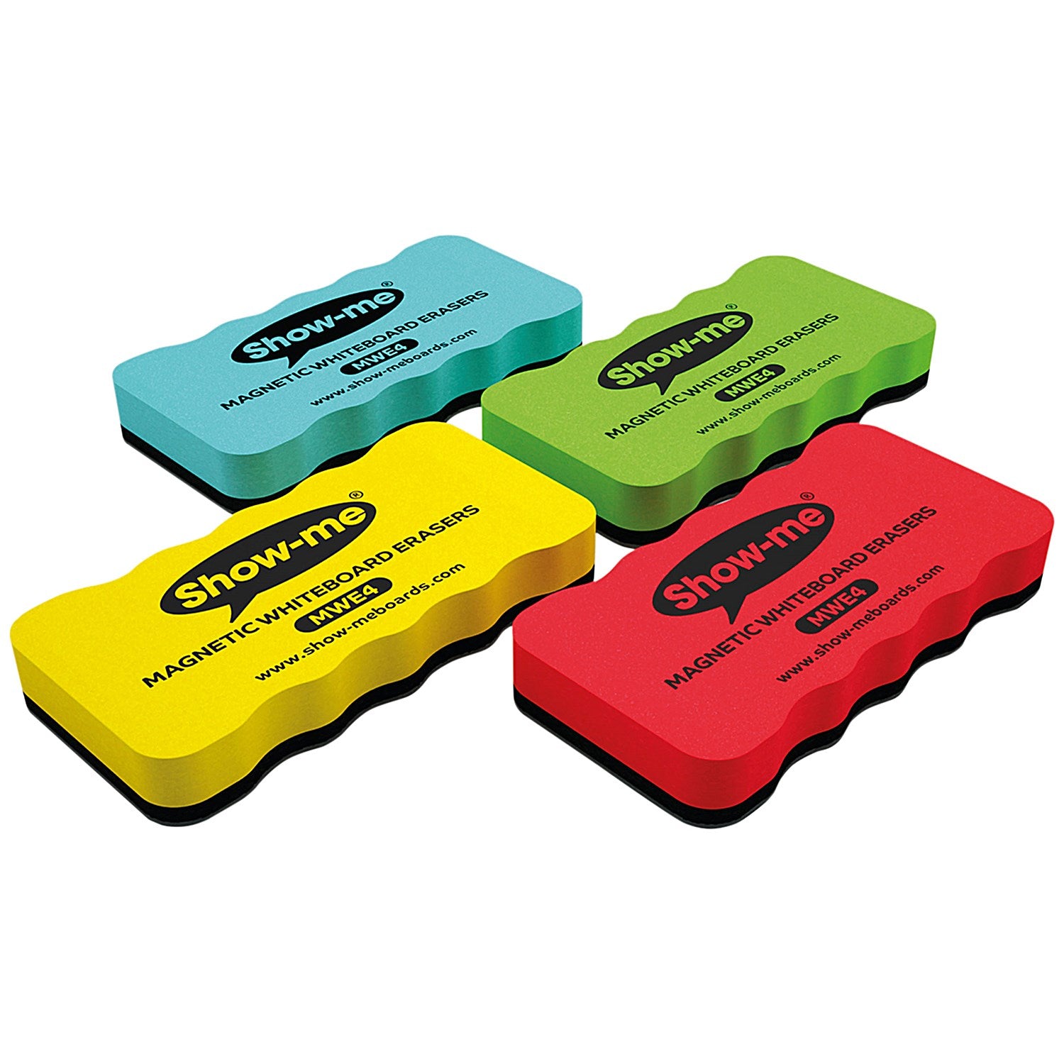 Show-me Magnetic Whiteboard Eraser, Assorted, Pack of 4