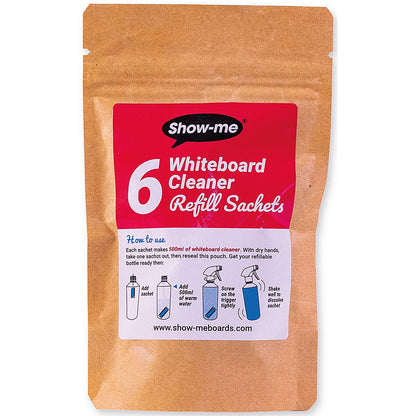 Show-Me Whiteboard Cleaner Refill Sachets, Pack of 6