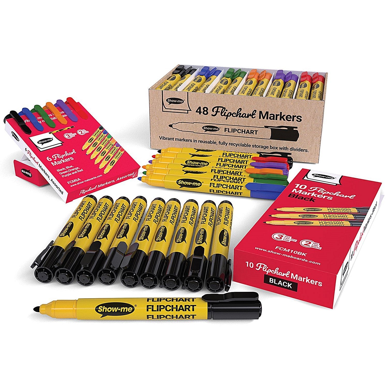 Show-me Flipchart Markers, Black, Pack of 10 Easy2Order : EG63423