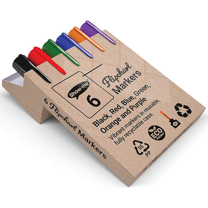 Show-me Flipchart Markers, Bullet-Tip, Assorted, Pack of 6