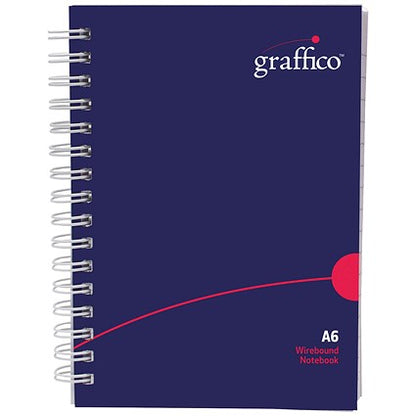 Graffico Hard Cover Wirebound Notebook, A6, Ruled, 160 Pages, Blue