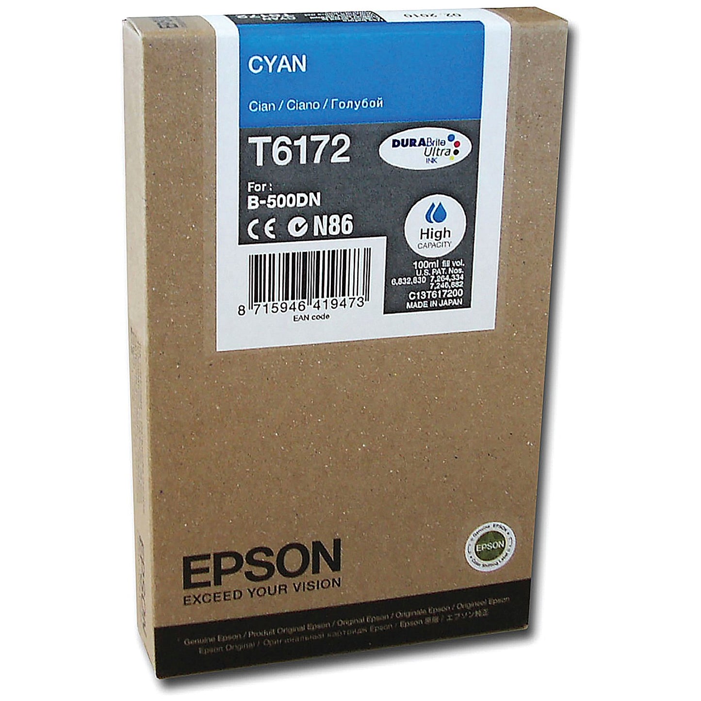 Epson T6172 Cyan High Yield Inkjet Cartridge