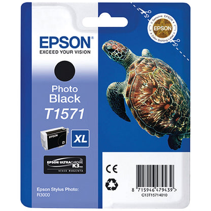 Epson T1571 Turtle Photo Black XL Inkjet Cartridge