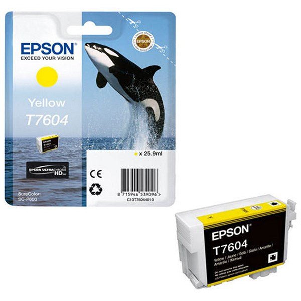 Epson T7604 Killer Whale UltraChrome HD Ink Cartridge Yellow C13T76044010