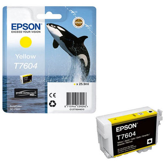 Epson T7604 Killer Whale UltraChrome HD Ink Cartridge Yellow C13T76044010