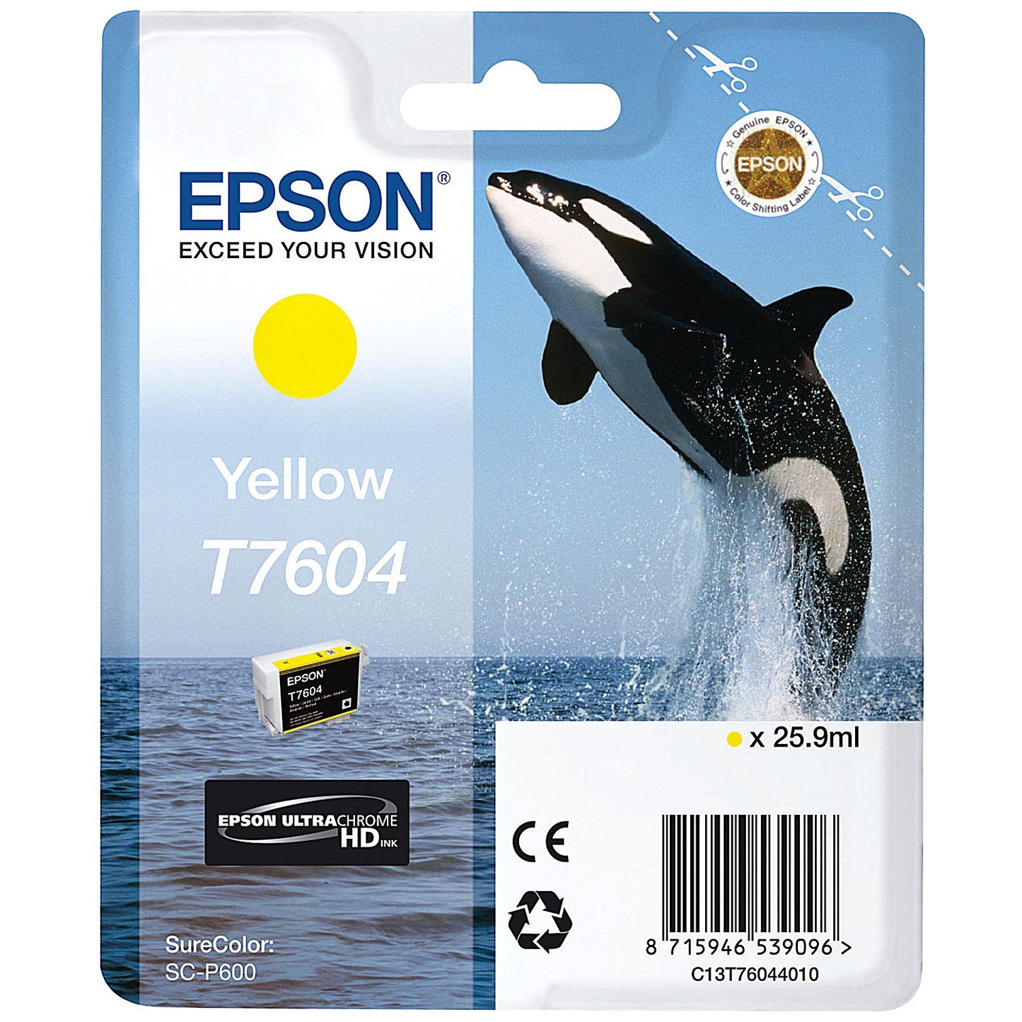 Epson T7604 Killer Whale UltraChrome HD Ink Cartridge Yellow C13T76044010