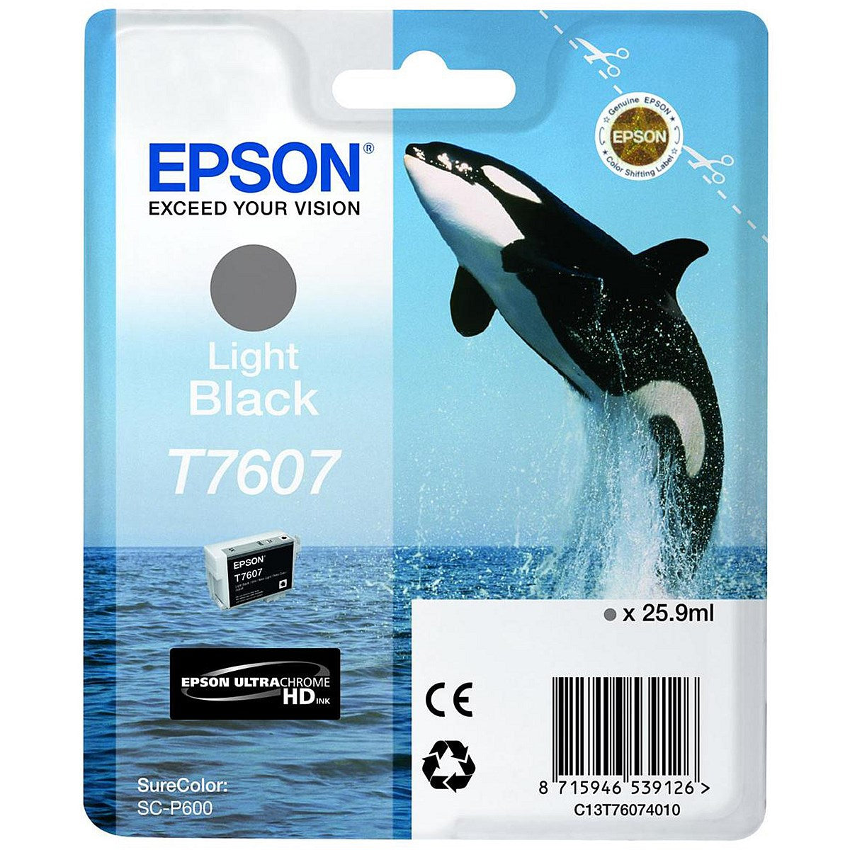 Epson T7607 Killer Whale Light Black Inkjet Cartridge