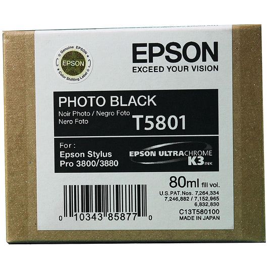 Epson T5801 Photo Black Inkjet Cartridge C13T580100, T5801