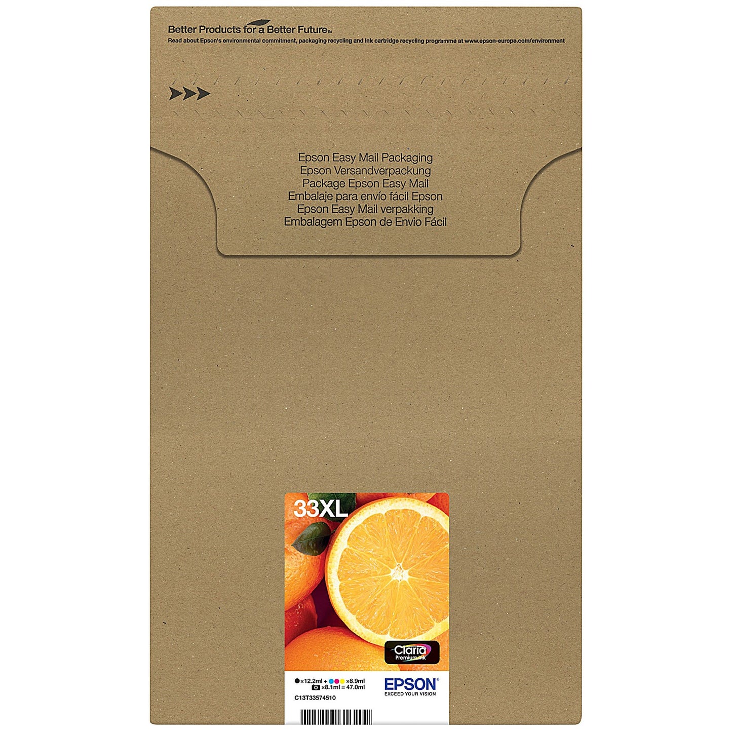 Epson 33XL Oranges Claria Premium Ink Cartridge High Yield CMYK/Photo Black Multipack C13T33574510