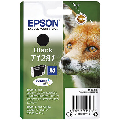 Epson T1281 Fox DURABrite Ultra Ink Cartridge Black C13T12814012