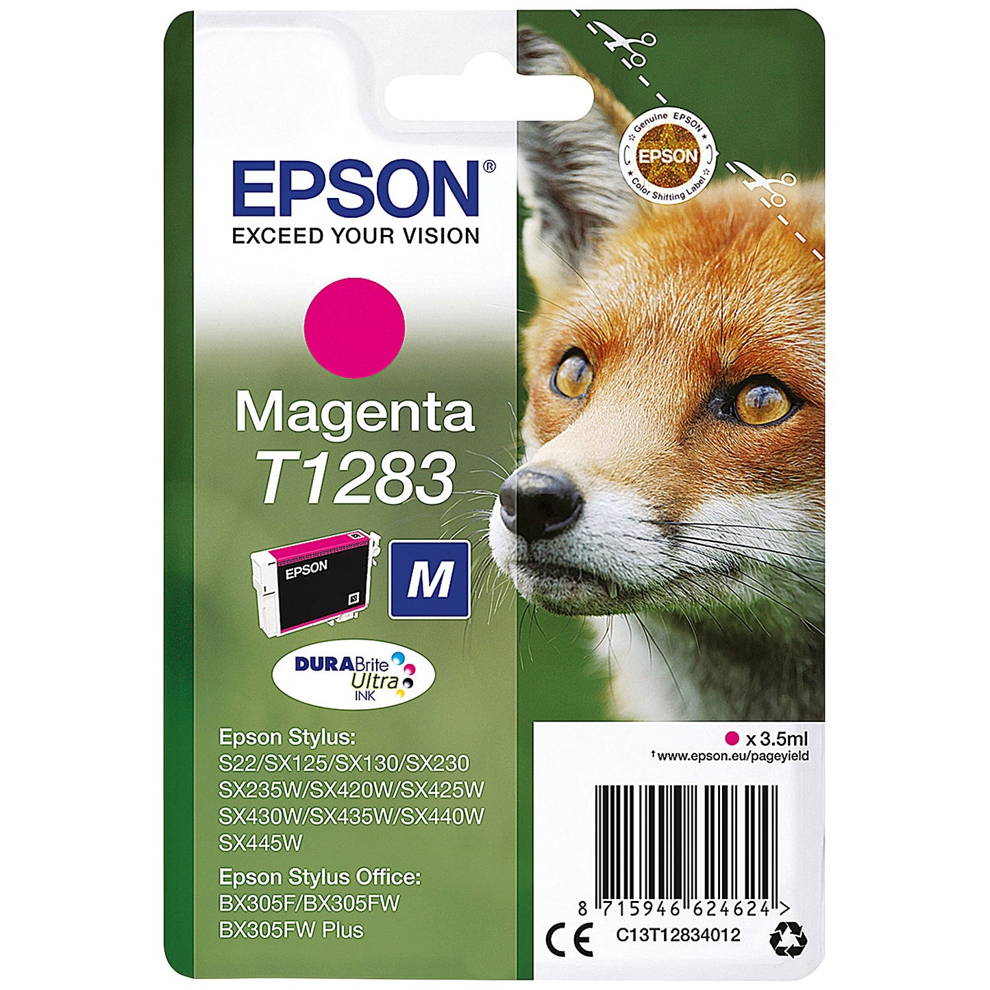 Epson T1283 Fox DURABrite Ultra Ink Cartridge Magenta C13T12834012
