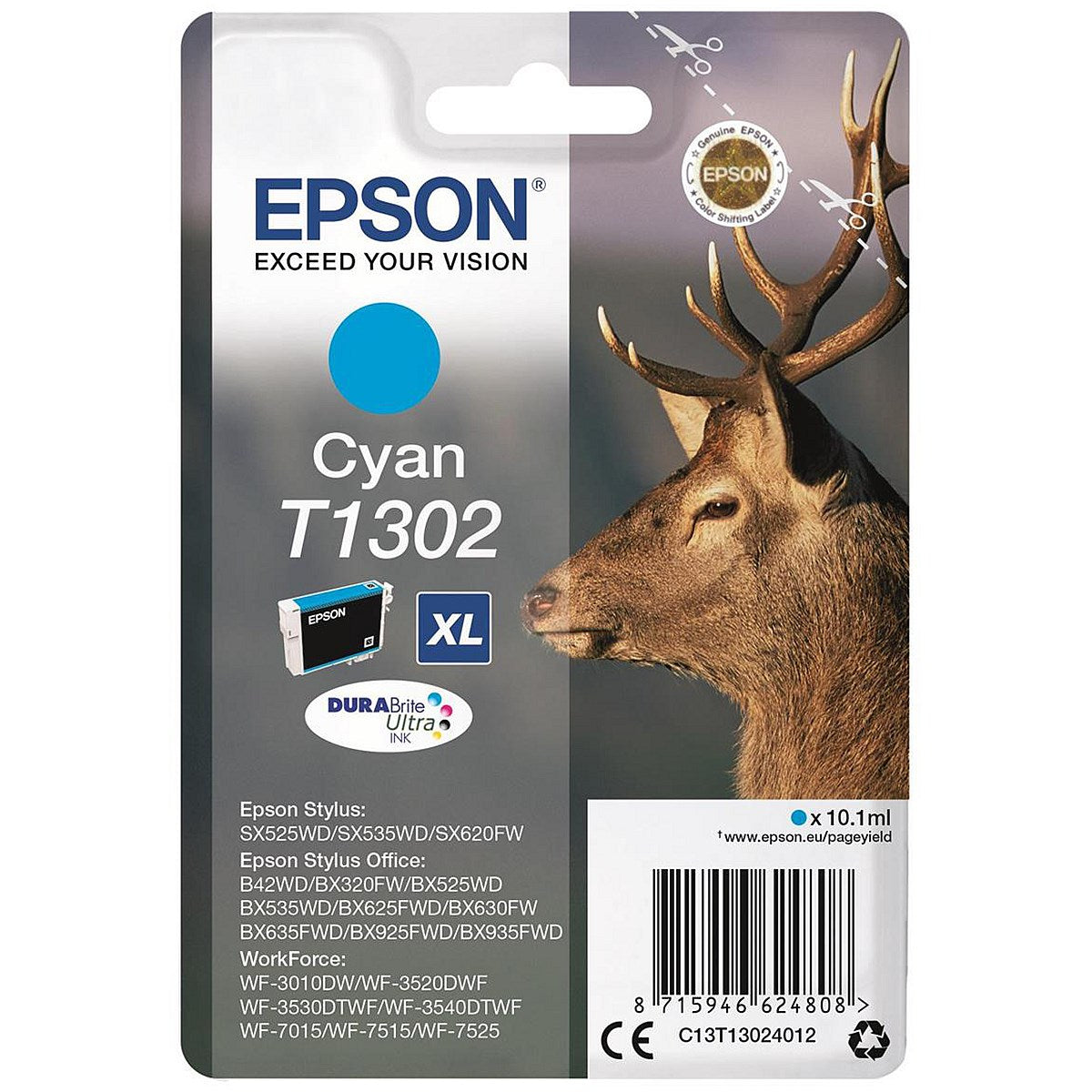 Epson T1302 XL Cyan High Yield DURABrite Inkjet Cartridge