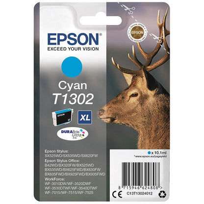Epson T1302 XL Cyan High Yield DURABrite Inkjet Cartridge