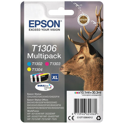 Epson T1306 XL High Yield Inkjet Cartridge Multipack - Cyan, Magenta and Yellow (3 Cartridges)