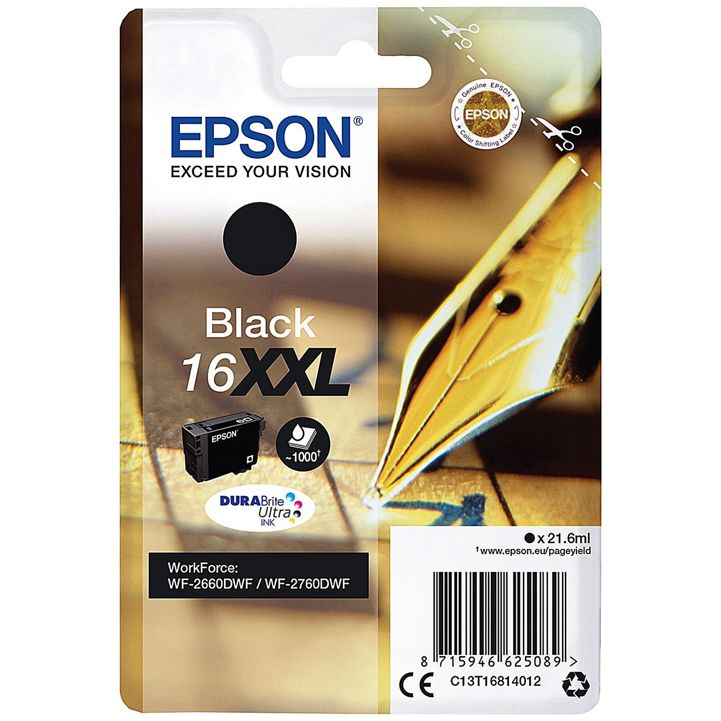 Epson 16XXL Pen and Crossword DURABrite Ultra Ink Cartridge Extra High Yield Black C13T16814012