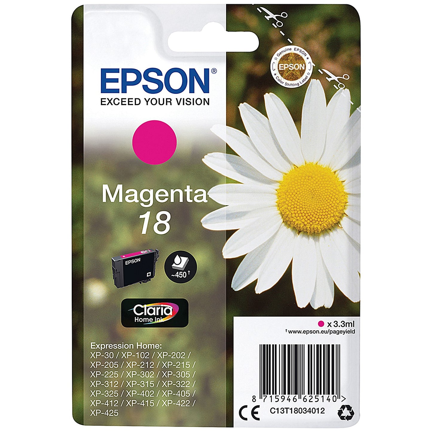 Epson 18 Daisy Claria Home Ink Cartridge Magenta C13T18034012