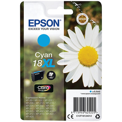 Epson 18XL Daisy Claria Home Ink Cartridge High Yield Cyan C13T18124012