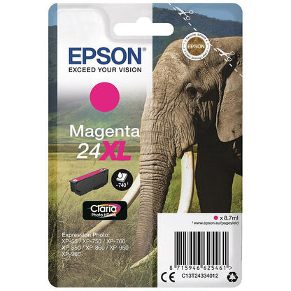 Epson 24XL Elephant Claria Photo HD Ink Cartridge High Yield Magenta C13T24334012 Easy2Order : EP62546
