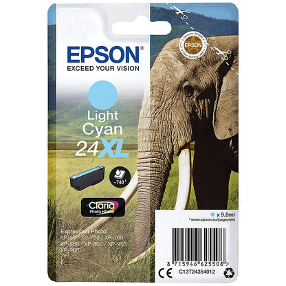 Epson 24XL Elephant Claria Photo HD Ink Cartridge High Yield Light Cyan C13T24354012 Easy2Order : EP62550