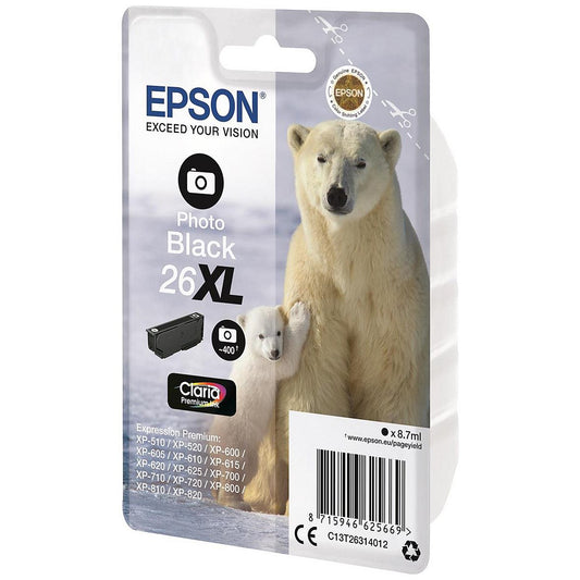 Epson 26XL Polar Bear Ink Cartridge High Yield Photo Black C13T26314012