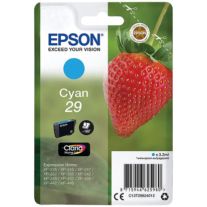 Epson 29 Strawberry Claria Home Ink Cartridge Cyan C13T29824012
