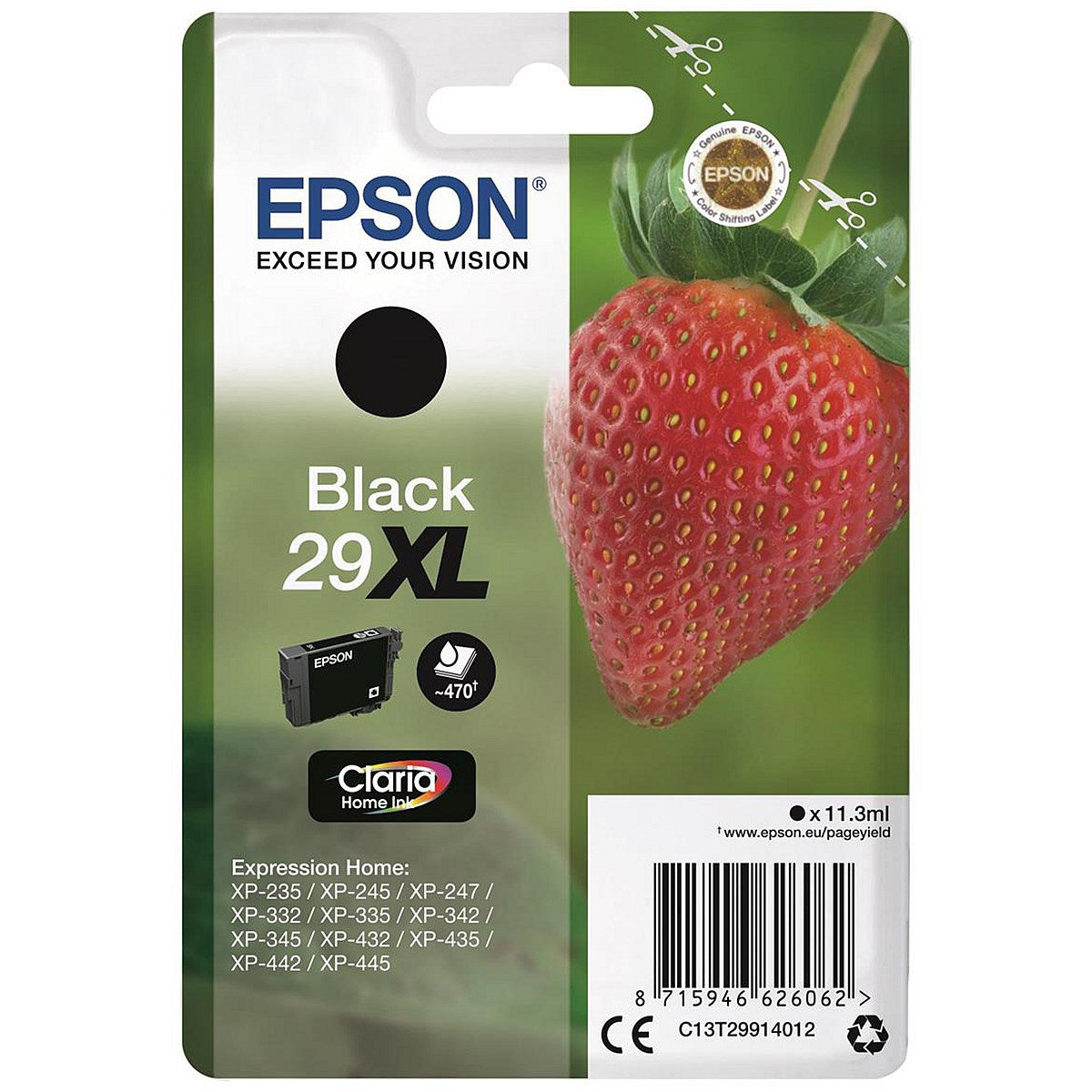 Epson 29XL Strawberry Claria Home Ink Cartridge High Yield Black C13T29914012